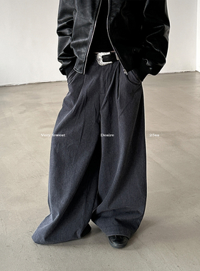 VERY FEWEST 重磅做旧水洗廓形休闲裤男女百搭松弛感宽松阔腿裤