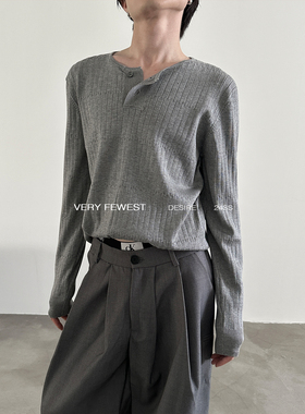 VERY FEWEST 基础款亨利领套头修身长袖针织衫男女款百搭打底衫