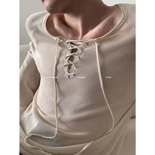 纯欲系绑带微透长袖针织衫男女