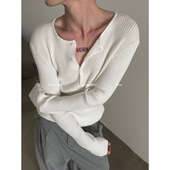 通勤高弹长袖 VERY 上衣 显瘦针织衫 男女款 FEWEST 禁欲风亨利领修身