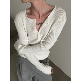 FEWEST 通勤高弹长袖 禁欲风亨利领修身 男女款 上衣 显瘦针织衫 VERY