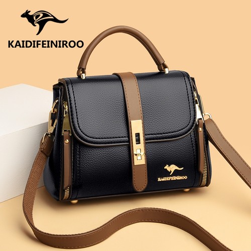 袋鼠真皮女包2023新款时尚百搭女