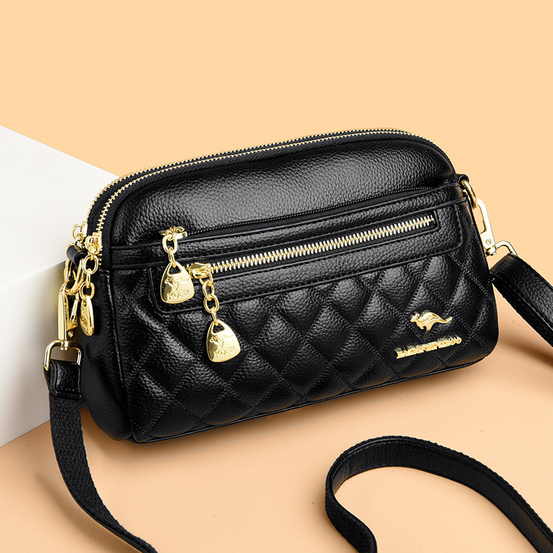 真皮女包包2024春季新款时尚中年妈妈包软牛皮多层女士斜挎小方包