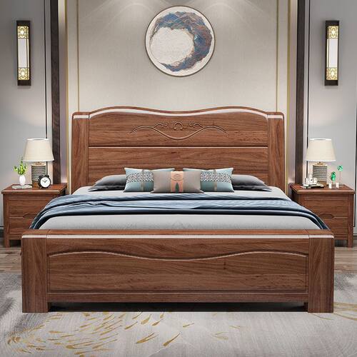 中式榫卯实木婚床1.8米储物