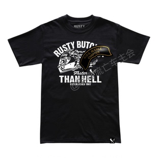 哈雷T恤RustyButcher生锈屠夫摩托骑行ds改装风格短袖
