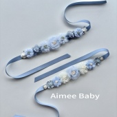 蓝色芭蕾发带 葛蓓莉亚吉赛尔舞蹈发饰花带 花滑发饰发带儿童成人