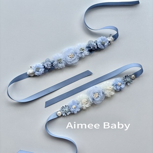 蓝色芭蕾发带 花滑发饰发带儿童成人 葛蓓莉亚吉赛尔舞蹈发饰花带