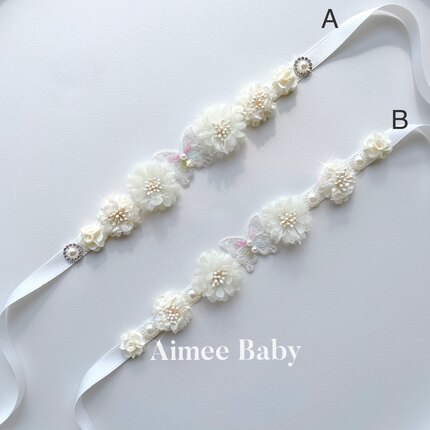 手工芭蕾发带 花滑发带 白色芭蕾发饰 蝴蝶珍珠舞蹈发带 儿童成人