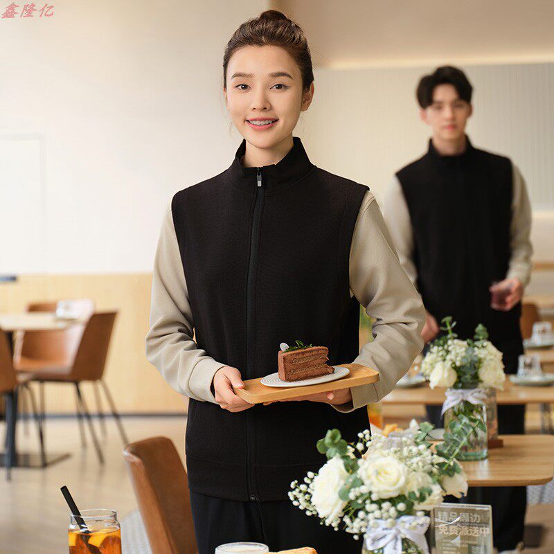 西餐厅牛排店服务员加绒马甲咖啡厅肯德基快餐店火锅店员工工作服