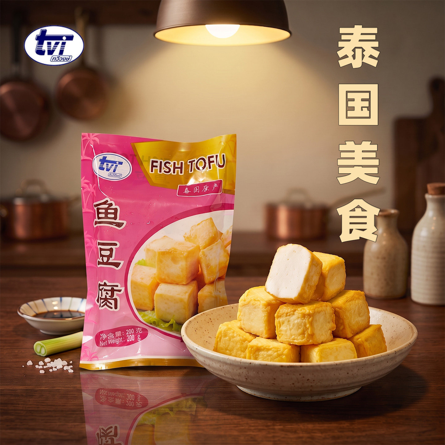 tvi泰国进口鱼丸子火锅食材台湾豆捞麻辣烫关东煮冷冻包装鱼豆腐