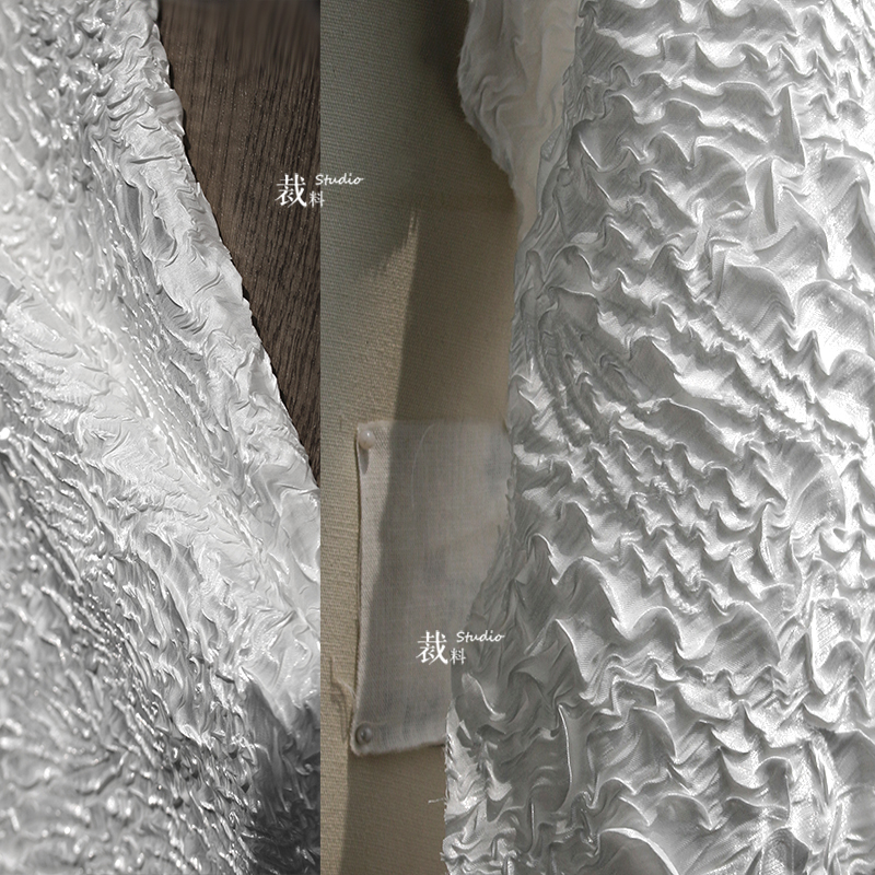 水波纹肌理亮光不规则重工服装