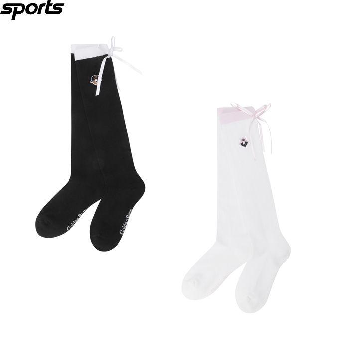 韩国代购GOLDEN BEAR高尔夫配饰25早春女子GOLF丝带系带及膝长袜