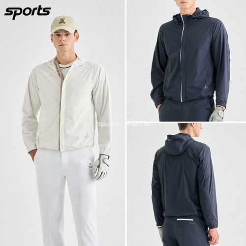 韩国代购lanvin blanc高尔夫球服26春夏男轻质弹力宽松连帽外套