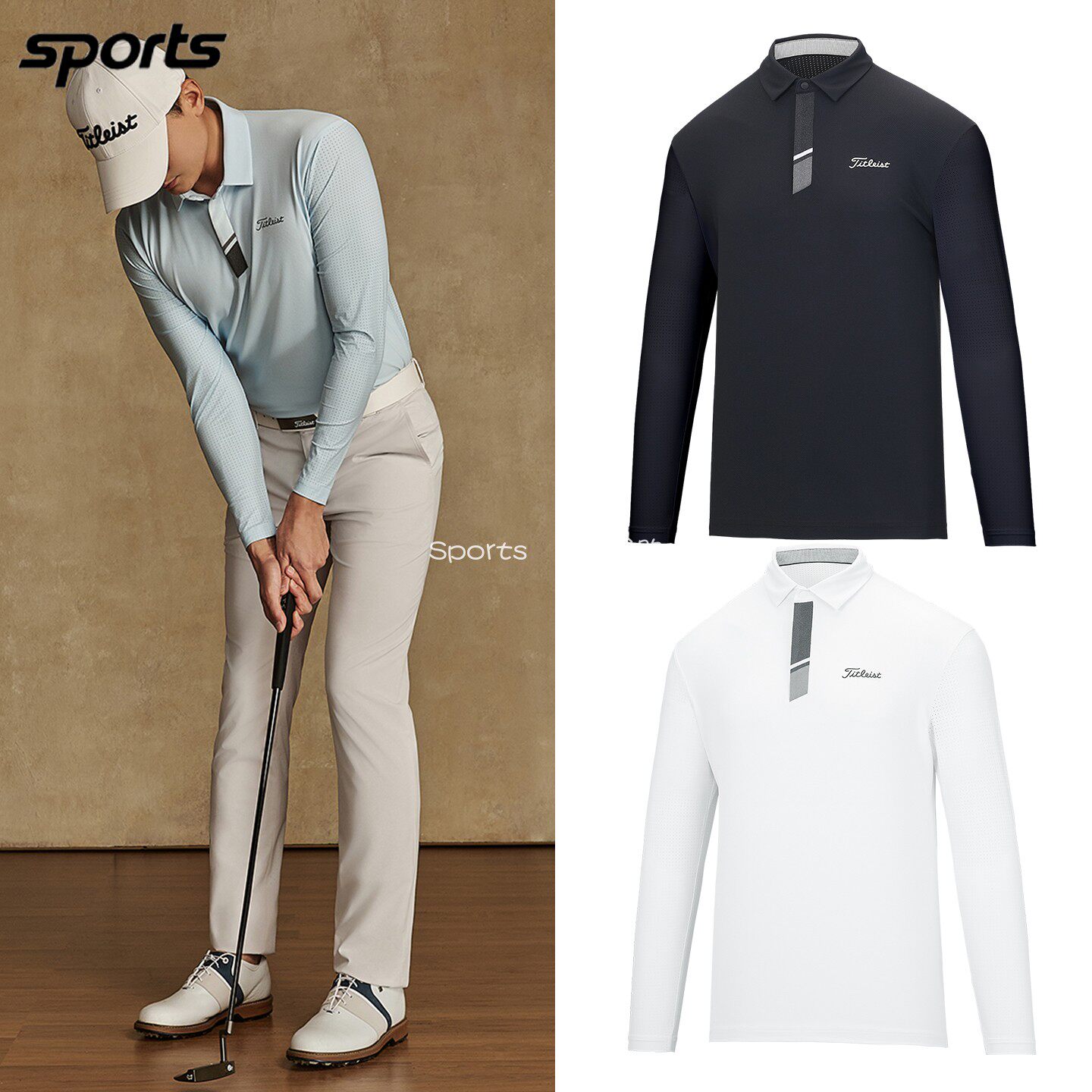 韩国代购titleist高尔夫26年夏冷感速干防晒运动POLO衫长袖T恤男