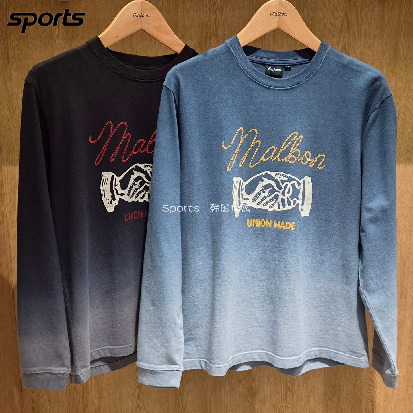 韩国代购malbon高尔夫球服26秋冬男标志圆领渐变染色运动套头卫衣