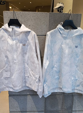 韩国代购southcape高尔夫26年春半开拉链连帽宽松花纹户外女外套