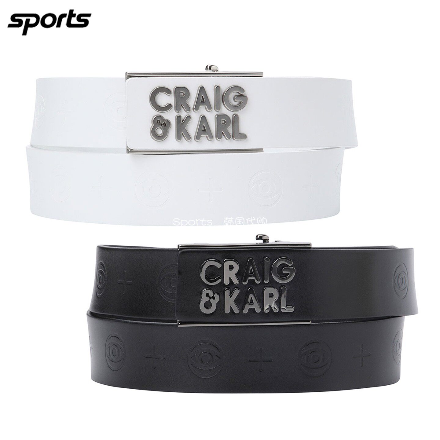 韩国代购CRAIG KARL高尔夫26年秋冬压纹金属扣运动户外皮带腰带男
