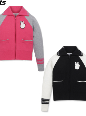 韩国代购CRAIG KARL高尔夫25冬ins撞色翻领拉链运动针织衫开衫女