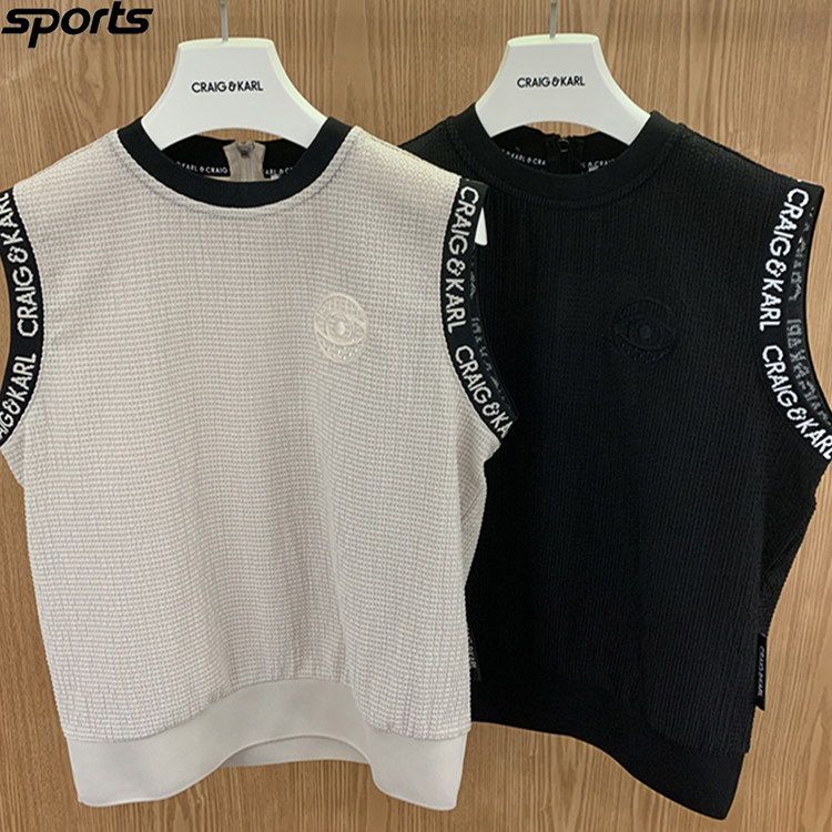 韩国代购CRAIG KARL高尔夫26春夏撞色圆领无袖运动户外马甲背心女