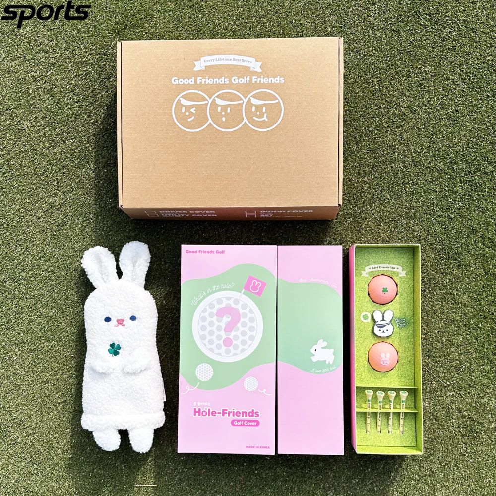 韩国代购GOODFRIENDS高尔夫配饰25年ins毛绒兔小鸡腿杆套马克套组