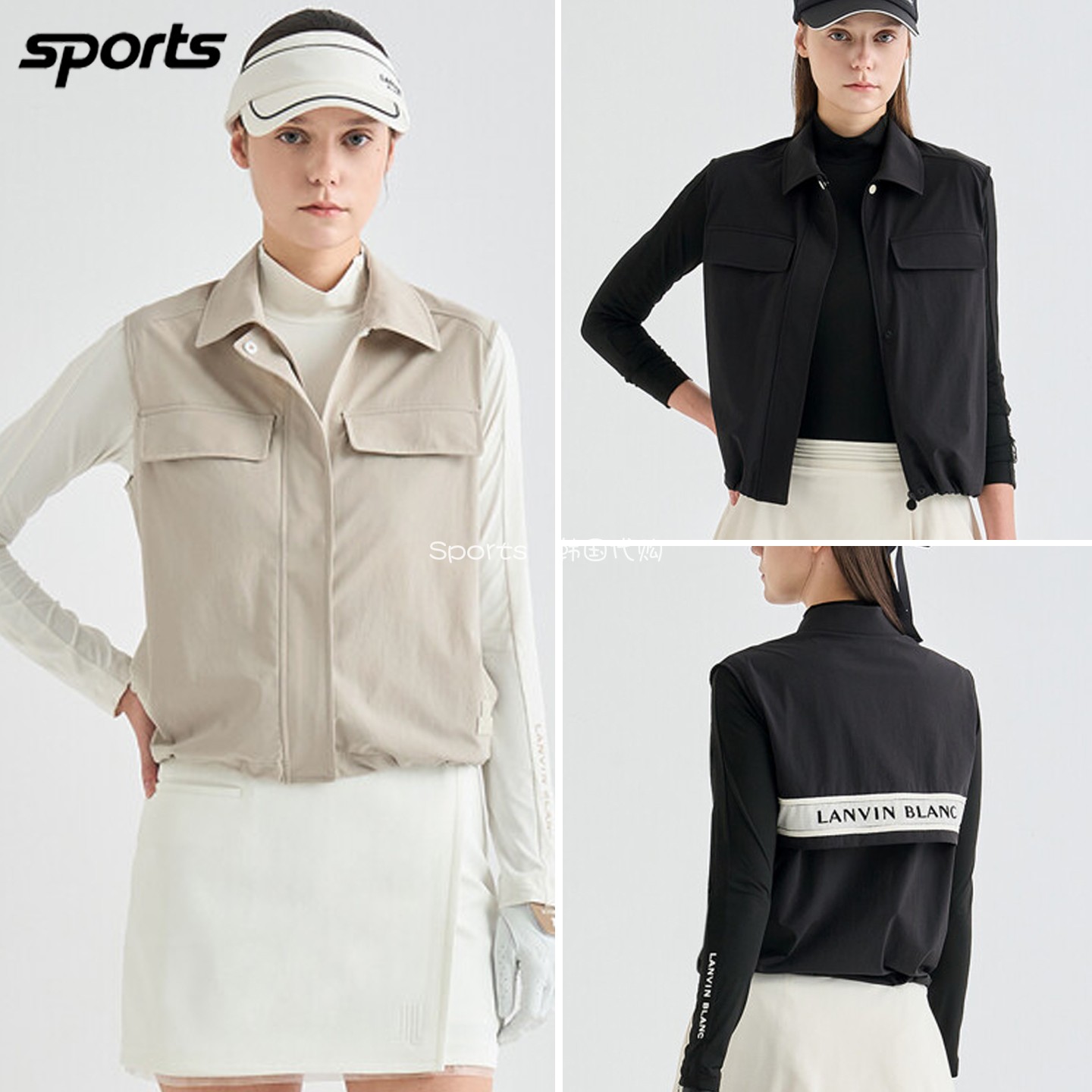 韩国代购lanvin blanc高尔夫球服26秋女标志翻领宽松运动舒适马甲