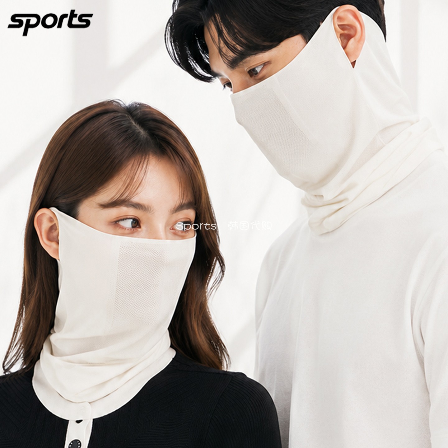 韩国代购TECHSKIN高尔夫26年防紫外线挂耳款运动户外男女防晒面罩