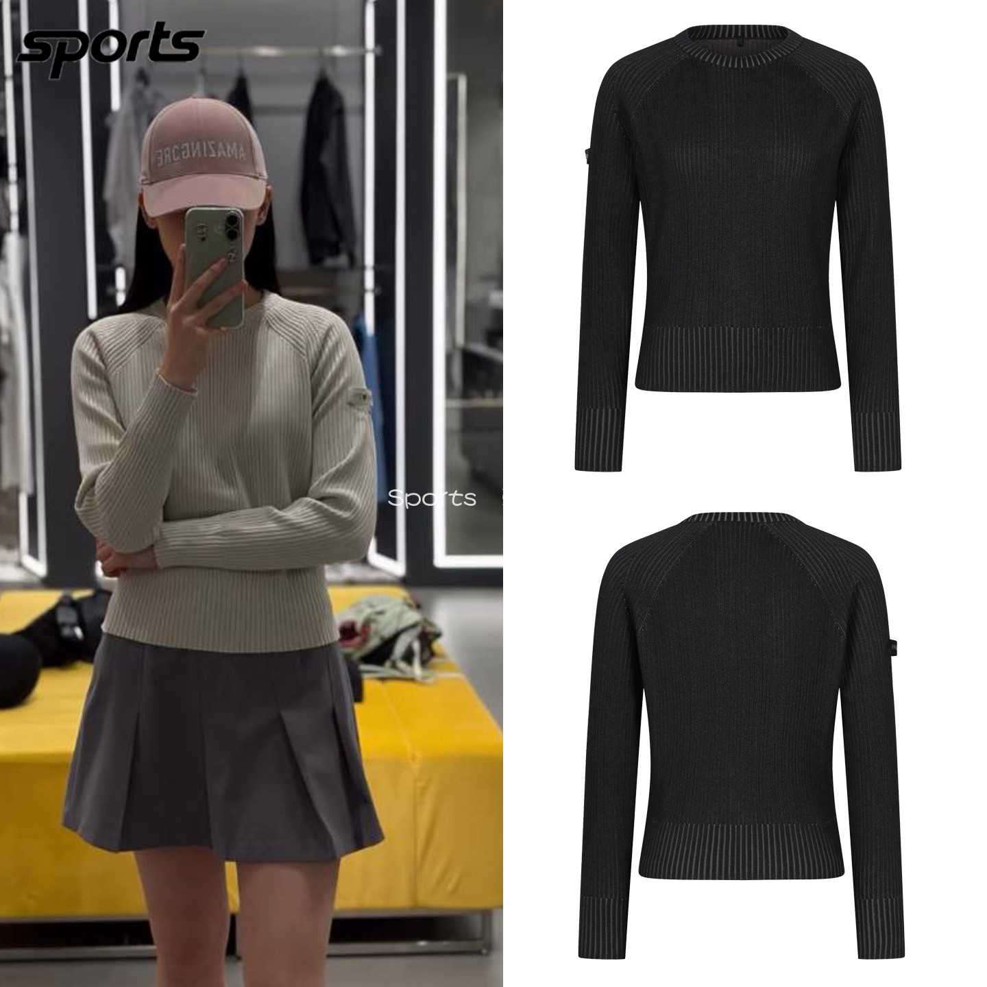 韩国代购amazingcre高尔夫球服26秋冬女标志吸湿速干显瘦圆领毛衣