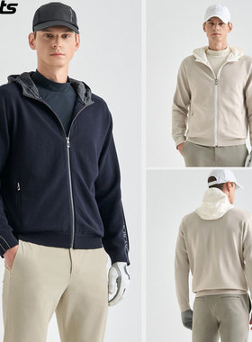 韩国代购lanvin blanc高尔夫球服25初秋男标志宽松连帽拉链针织衫