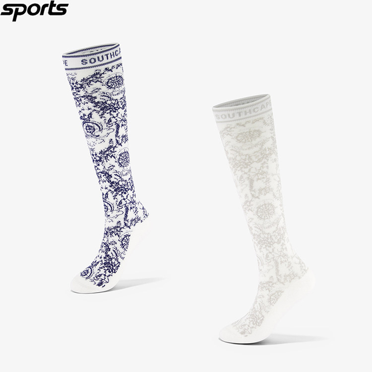 韩国代购southcape高尔夫25年春夏复古花纹ins舒适户外高筒球袜女