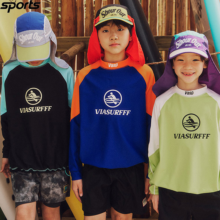 韩国代购VIA SEPTEMBER高尔夫25夏防紫外线护脖撞色户外儿童球帽