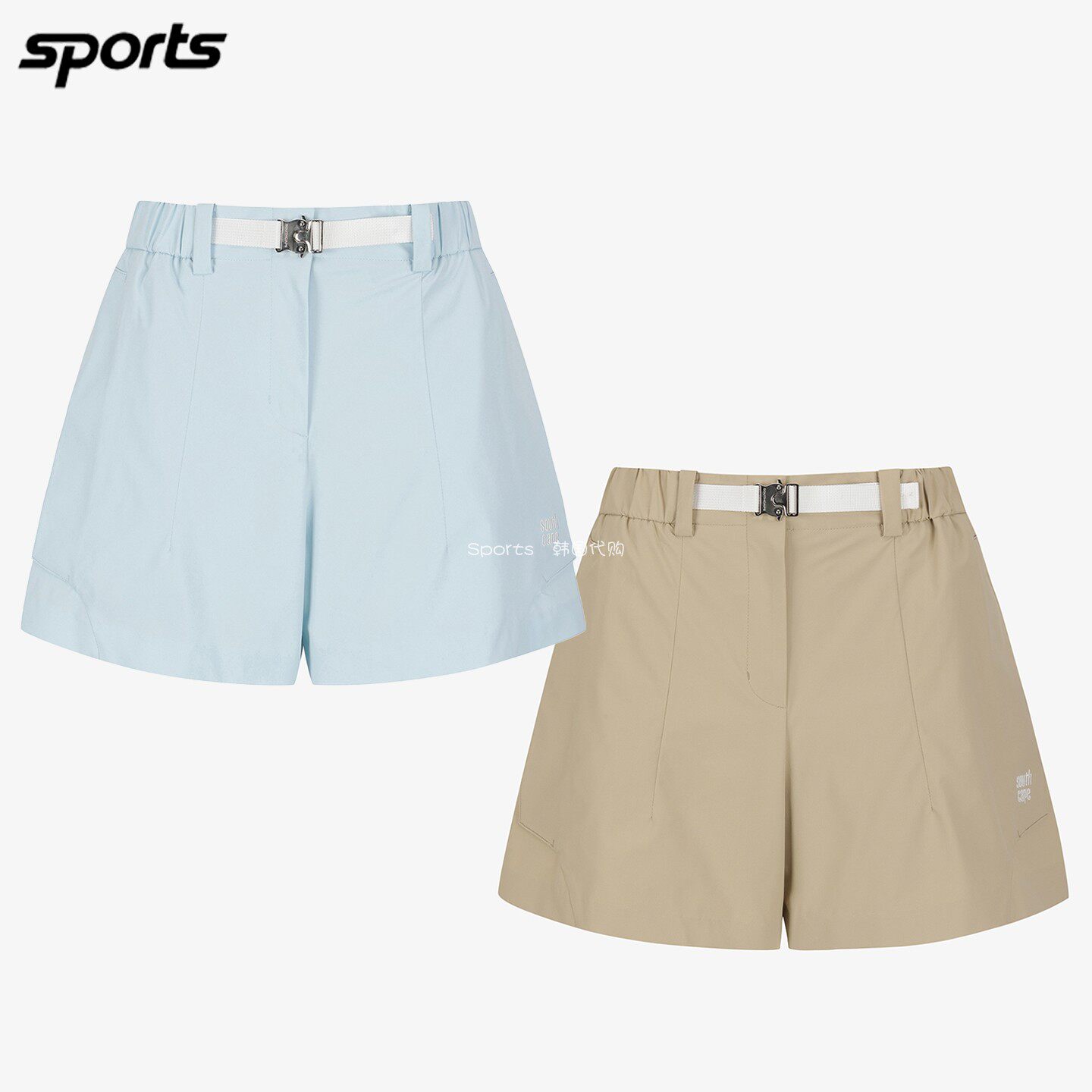 韩国代购southcape高尔夫26春夏防水腰带宽松A字型运动户外短裤女