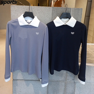 韩国代购southcape高尔夫26年春翻领弹力运动POLO衫针织长袖T恤女