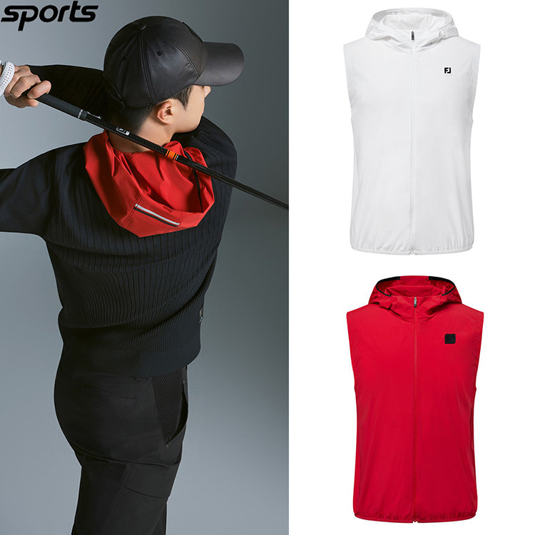 韩国代购FJ高尔夫26年春叠穿纯色连帽防风防水运动户外马甲背心男