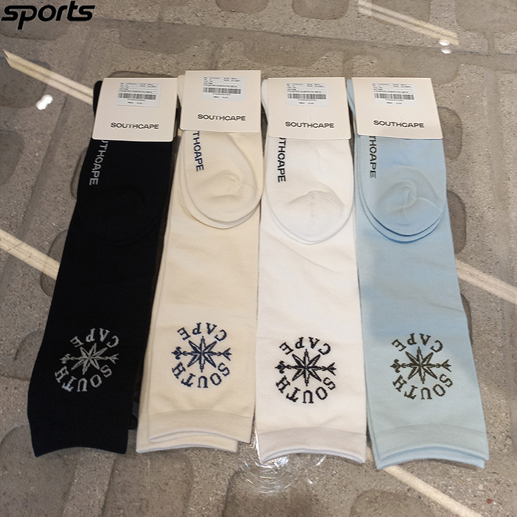 韩国代购southcape高尔夫26春透气纯棉吸汗运动户外长筒袜女球袜