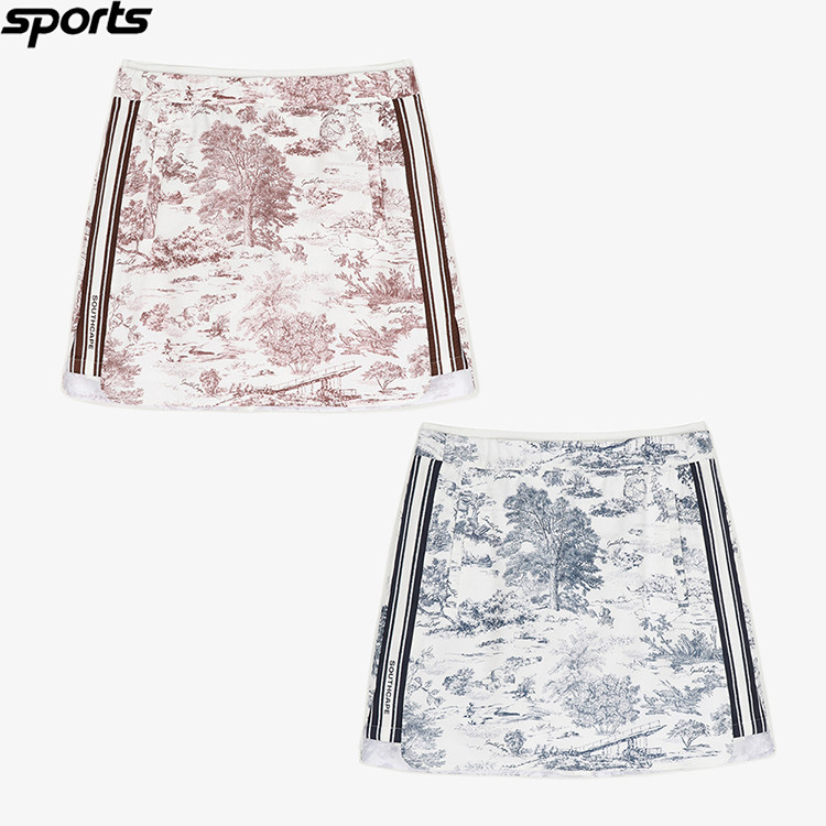 韩国代购southcape高尔夫穿搭25初秋印花运动户外弹力短裙裤裙女