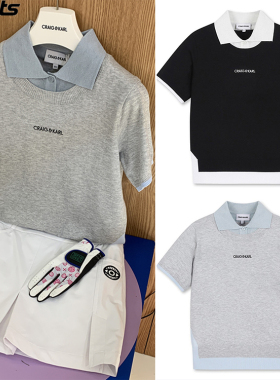 韩国代购CRAIG KARL高尔夫26春夏撞色翻领运动短袖针织衫POLO衫女