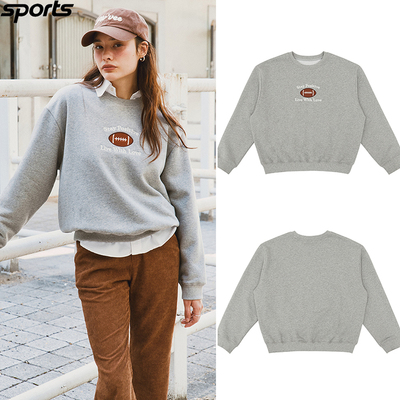 韩国代购Pivvee高尔夫穿搭25年秋简约宽松舒适运动长袖圆领卫衣女