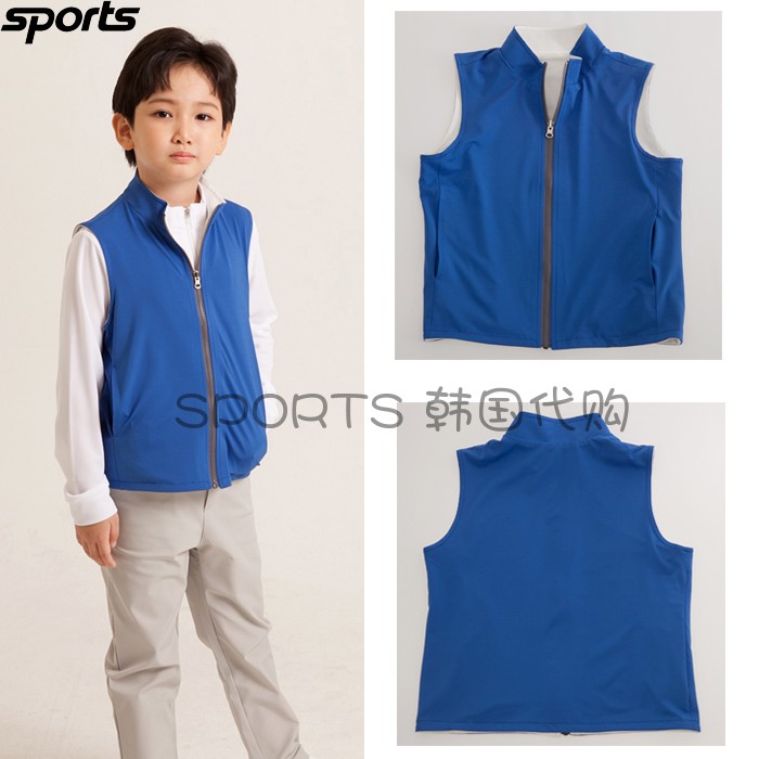 韩国代购AHNSGOLF儿童高尔夫球服22新款男童吸湿双面穿拉链背心