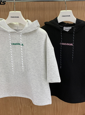 韩国代购CRAIG KARL高尔夫26春夏抽绳连帽宽松运动短袖T恤帽衫女