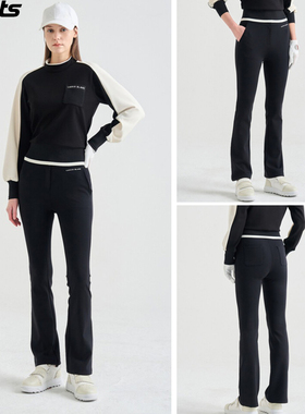 韩国代购lanvin blanc高尔夫球裤26春夏女黑色修身弹力运动长裤