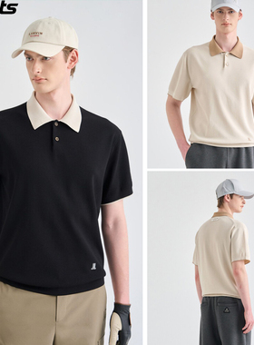 韩国代购lanvin blanc高尔夫球服26春夏拼色翻领运动短袖针织衫