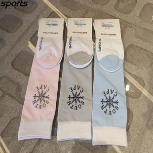 韩国代购southcape高尔夫26春撞色百搭吸汗运动户外长筒袜女球袜