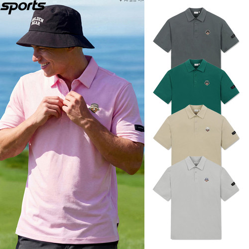 韩国代购golden bear高尔夫球服26春夏男女标志翻领休闲短袖T恤