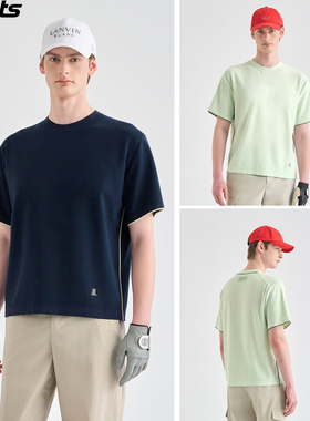 韩国代购lanvin blanc高尔夫球服26春夏男配色运动休闲半袖针织衫