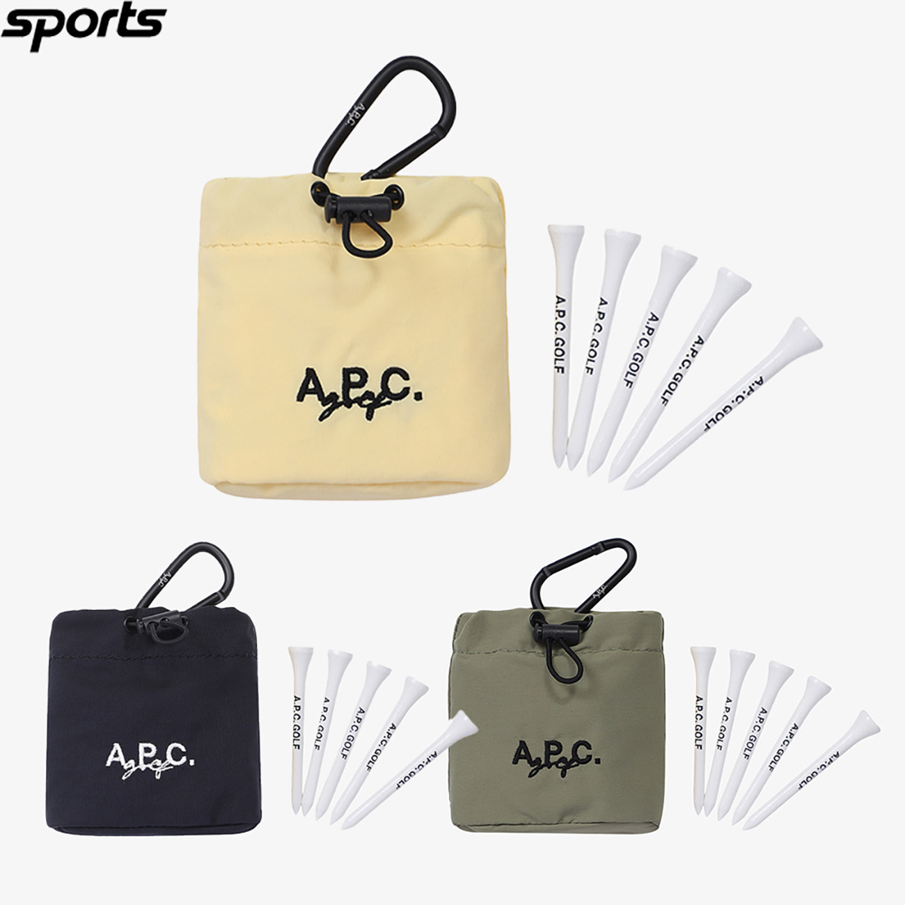 韩国代购APC高尔夫装备配饰24新款ins简约纯色挂件小球袋球TEE组