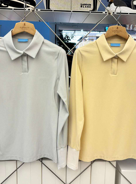 韩国代购lanvin blanc高尔夫球服26春夏女纯色修身翻领长袖T恤