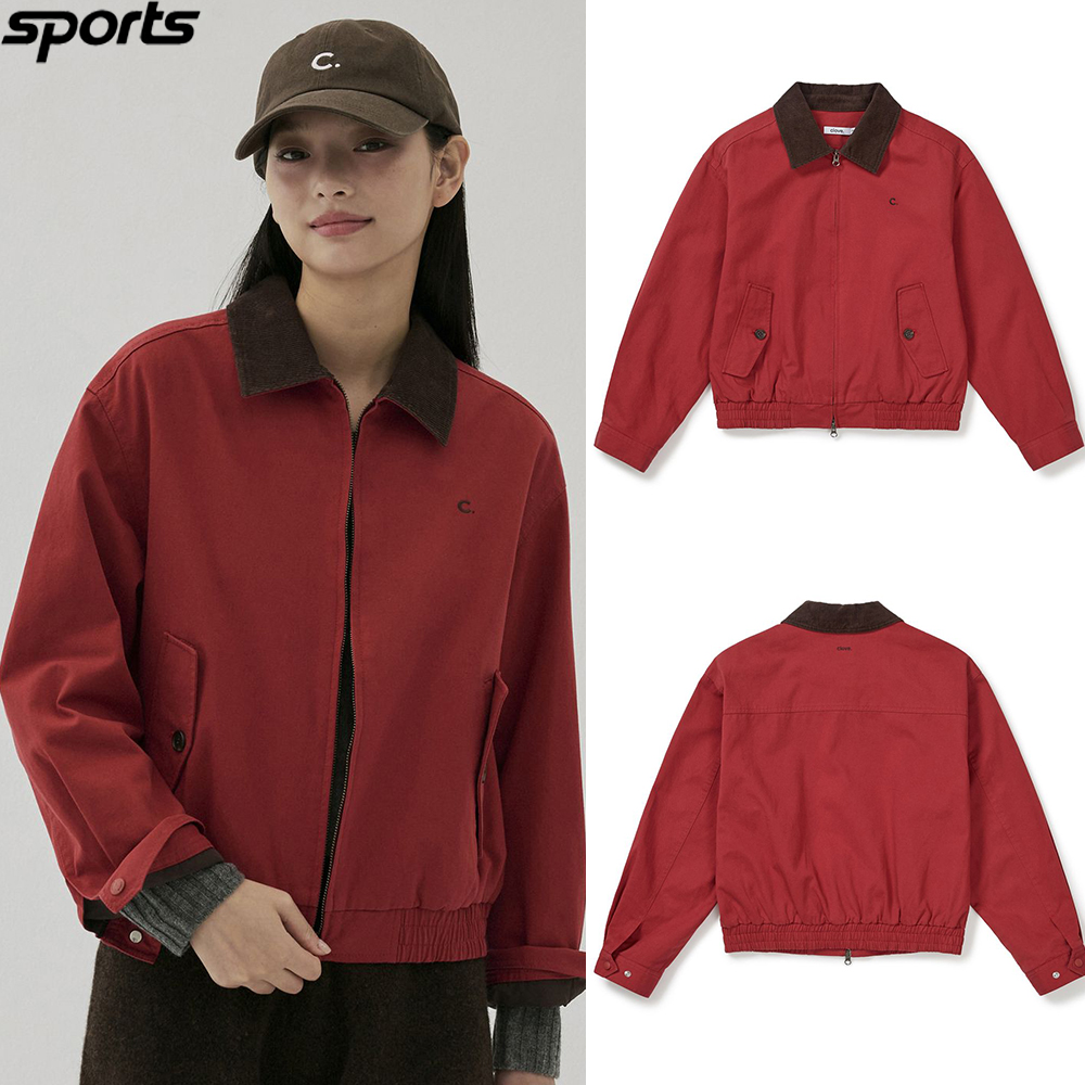 韩国代购clove高尔夫穿搭25秋冬宽松短款翻领拉链户外夹克外套女