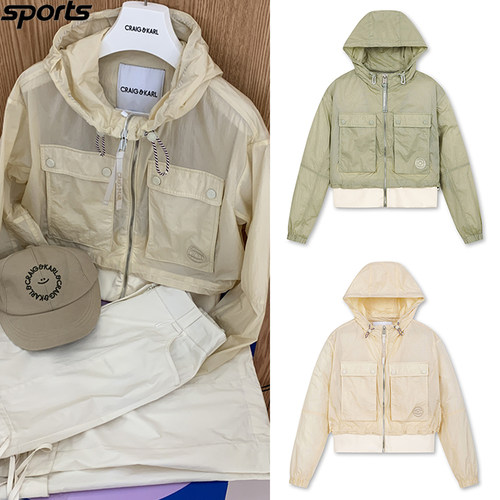 韩国代购CRAIG KARL高尔夫26春夏大口袋收腰连帽防晒衣运动外套女
