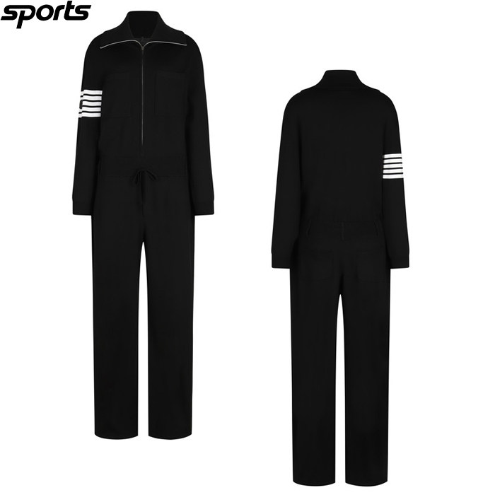 韩国代购amazingcre高尔夫球裤26春女黑色弹力透气毛衣长袖连体服