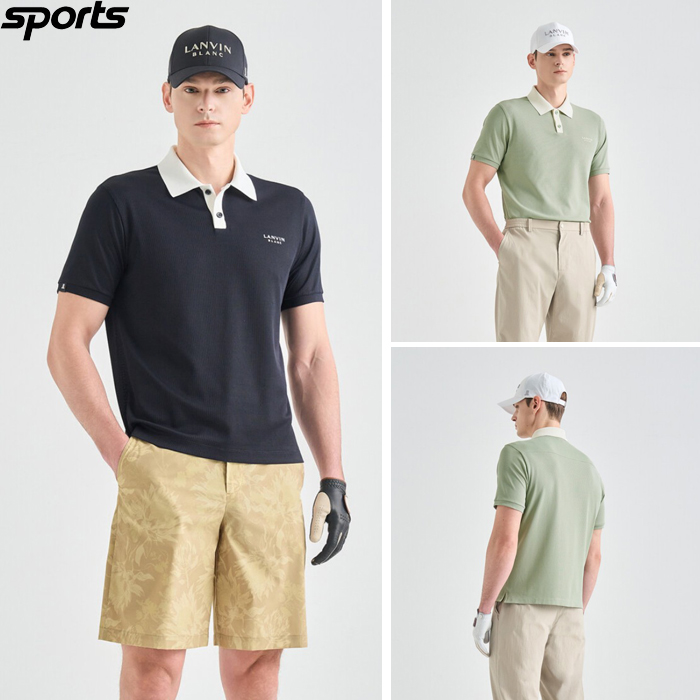 韩国代购lanvin blanc高尔夫球服26春夏男凉爽弹力翻领短袖T恤
